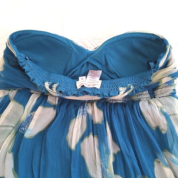 MSSP Max Studio Womens Silks Halter Bustier Empire Flair Skirt Dress/Size M - Picture 3 of 11